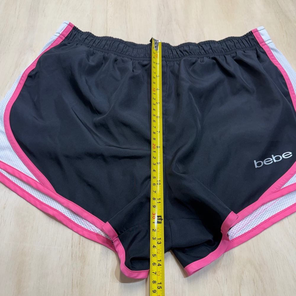 Bebe Sport Womens XL Black Pink White Mesh Panel Running Athletic Shorts - Picture 8 of 9